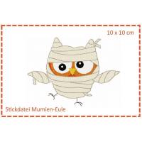Mumien-Eule - Halloweeneule 10x10 Stickdatei Bild 1
