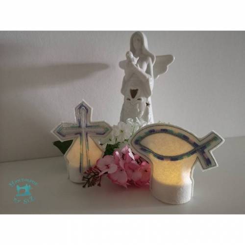 Teelichtcover Fisch Stickdatei ITH 10x10