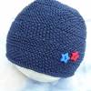 Babymütze für Jungen aus 100 % Baumwolle in blau, handgestrickt Bild 1
