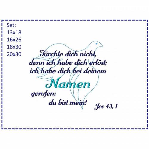 Stickdatei Taufe Spruch Taube SET