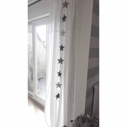 Stoffgirlande mit 8 Sternen schwarz/weiß