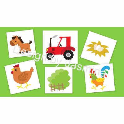 Plotterdatei, Bauernhof Set 2 / Traktor, Pferd, Huhn, Hahn, Bügelbild Vorlage