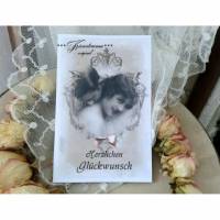 Hochzeitskarte, Glückwunschkarte zur Hochzeit, mit BrautpaarMotiv in Cremetönen und Vintage Stil. Bild 1