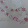 Würfelkette rosa, MelLen, Kette, 46 cm, Halskette, Würfelkette, rosa, weiß ,Geschenk, Muttertag, Perlenkette, Hochzeitsschmuck, pastell Bild 2