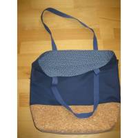 Stofftasche Blau aus Baumwolle mit Kork Bild 1