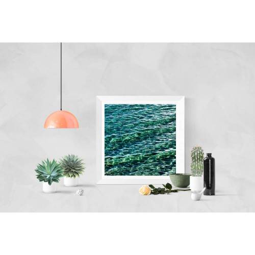 Meer in Smaragdgrün, Wasser und Wellen, Wandbild und Fotografie mit Lichtreflexen, Urlaubsstimmung für dein Zuhause