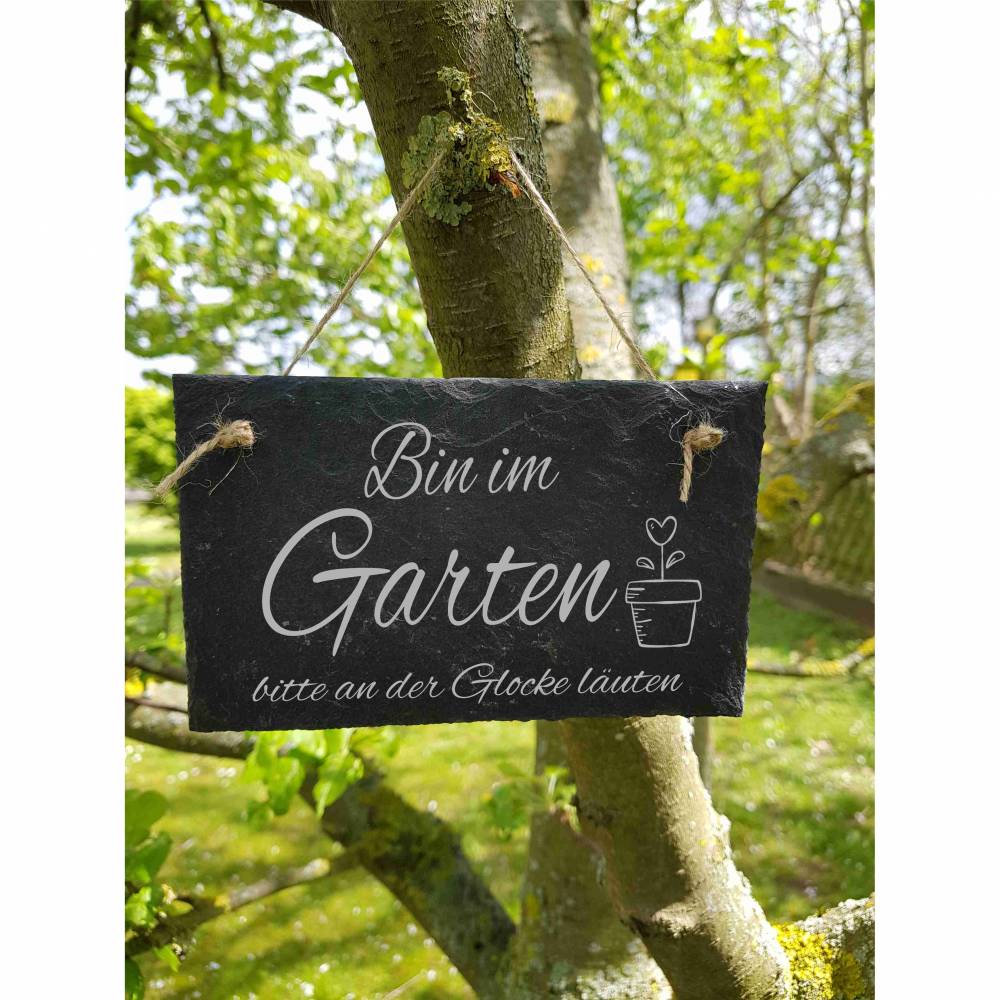Bin Im Garten Schiefertafel Schild Schiefer
