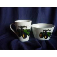 Tasse und Müslischale mit einem Traktor Bild 1