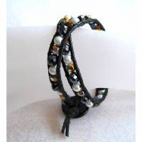 Wickelarmband Glasperlen Lederband Wrap Bracelet Bild 1