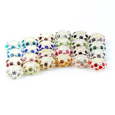 50 Stück Großloch-Strassrondelle, Ø ca. 11mm, Loch ca. 4,5 mm, bunt gemischt