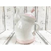 tanzende Teekanne ,rosa, Punkte, 1,5l, aus Keramik, handbemalt Bild 3
