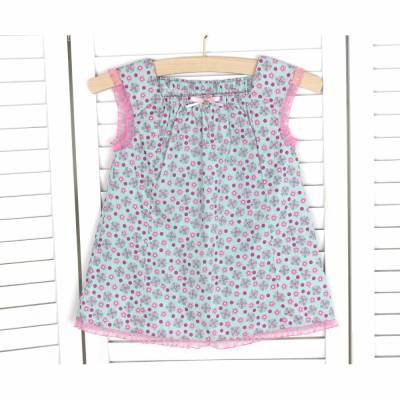 Sommertop - 98/104 Hängerchen aqua-rosa -Blütenmeer- von olilu