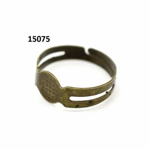 10 oder 50 Ringe mit Klebeplatte, Ringrohling, Fingerring, verstellbar, bronze -15075