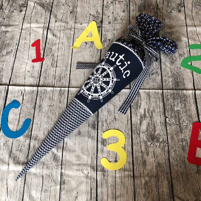 traumhafte Schultüte Zuckertüte 70cm maritim Anker blau weiß