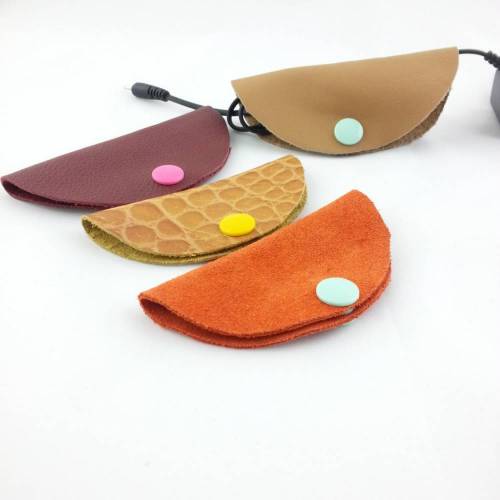 Kabelordner , Kopfhörerorganizer aus Leder im 4er Set