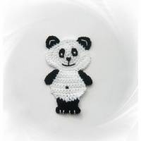 Panda Pandabär Häkelapplikation Aufnäher, gehäkelte Applikation für Kinder, Tier Zoo Bild 1