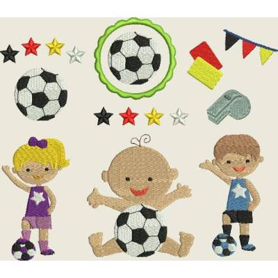 Stickdatei Fußball /  Baby,  Kinder, Stern, Sterne, Wimpel  392