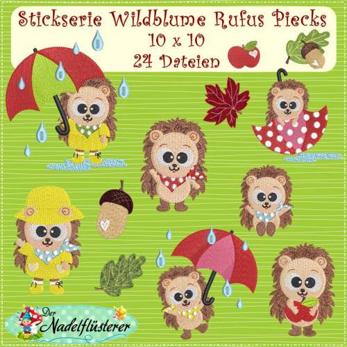 Digitale Stickserie  Wildblume Rufus Piecks 10x10 cm (4x4") Stickrahmen