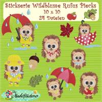 Digitale Stickserie  Wildblume Rufus Piecks 10x10 cm (4x4") Stickrahmen Bild 1