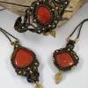 Makramee Halsketten mit rotem Jaspis und Messing Bild 2