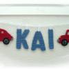 Girlande mit Namen und Autos für das Kinderzimmer , Autogirlande in Wunschfarbe, personalisiertes Geschenk zur Geburt Bild 8