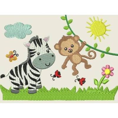 Stickdatei Zebra Affe  kpl. Motiv  Taschenmotiv 17 Maschinenstickerei 13x18cm 5x7"