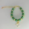 Armband grün & goldfarben, verstellbar, Perlenarmband Bild 3