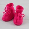 Babyschuhe gestrickt pink Größe 17 3-6 Monate für Mädchen mit Muster und Bändchen zum Binden Bild 2