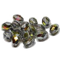 10 Böhm. Glasschliff Oliven, 7x10mm crystal silver Bild 1