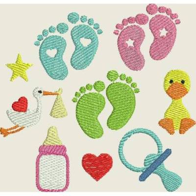 Stickdatei für Windeln und Puschen * Baby Füße *531 Maschinenstickerei
