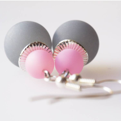 Ohrringe grau rosa 