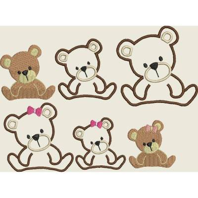 Stickdatei Teddy Bär Boy Girl Applikation 408 Maschinenstickerei