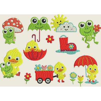 Stickdatei Beste Freunde * Frosch und Ente * 295 Maschinenstickerei