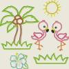 Stickdatei Flamingo * Hawai *  Applikation 462 Maschinenstickerei Bild 1