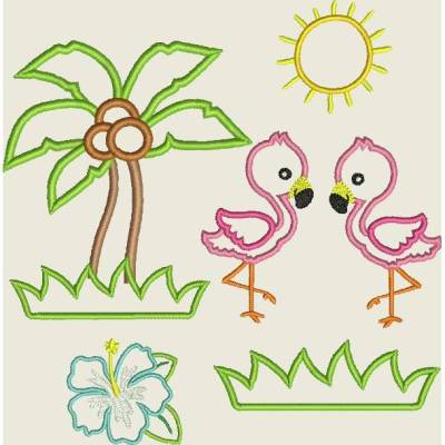 Stickdatei Flamingo * Hawai *  Applikation 462 Maschinenstickerei