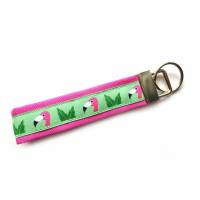 Schlüsselanhänger Schlüsselband Anhänger "Flamingo-Kopf" in pink oder grün Geschenk Mädchen Geburtstag Weihnachten Einschulung Bild 1