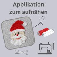 Weihnachtsmann Häkelapplikation, Nikolaus Aufnäher für Weihnachten, Deko Advent Bild 4