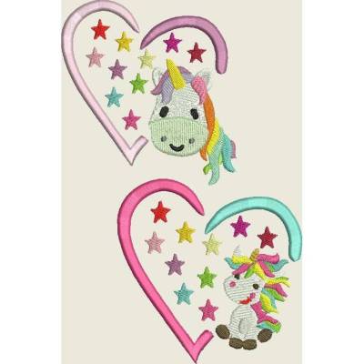Stickdatei Einhorn Herz Unicorn  422 Maschinenstickerei