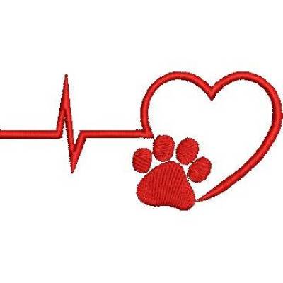 Stickdatei Hund Pfote Herz Herzlinie 479 Maschinenstickerei