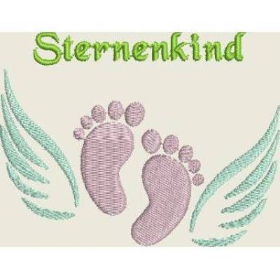 Stickdatei Baby Füße  Sternenkind  Flügel 446 Maschinenstickerei