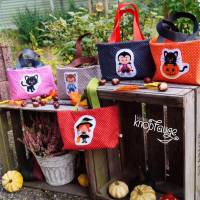 Stickdatei Halloween Set 2 – Hexe, Vampir, Mumie, Teufel, Kürbis, Spinne, Fledermaus, Katze – Maschinenstickerei Bild 2