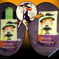 Stickdatei Halloween Set 2 – Hexe, Vampir, Mumie, Teufel, Kürbis, Spinne, Fledermaus, Katze – Maschinenstickerei Bild 3