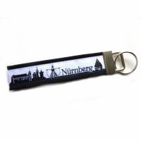 Schlüsselanhänger Schlüsselband Anhänger "Nürnberg" in schwarz /weiß aus Baumwollstoff und Webband Bild 1