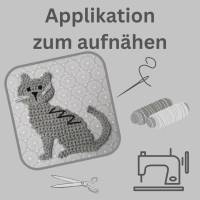 Katze Applikation Häkelapplikation, grauer Kater zum aufnähen Bild 7