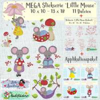 Digitale  Mega Stickserie Little Mouse 10x10 - 20x30 cm (4x4 - 8x12") Stickrahmen Bild 1