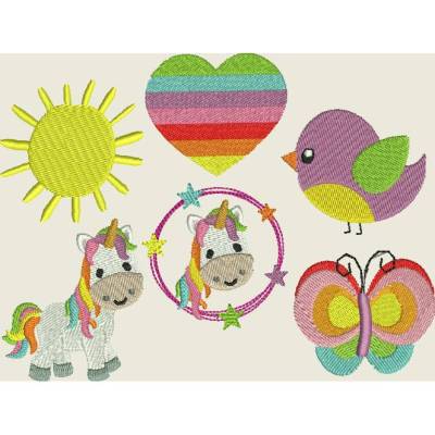 Stickdatei  Einhorn Puschen Motive Set 2 Maschinenstickerei Unicorn kleine Motive 447