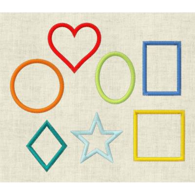 Stickdatei 21 Rahmen Applikation  in je 7 Formen und 3 Größen Maschinenstickerei Set 396