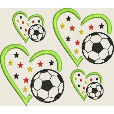 Stickdatei Fussball im Herz  Applikation  517 Maschinenstickerei