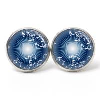 Ohrstecker dunkelblaues Ornament Auge Mandala - verschiedene Größen - Edelstahl Bild 1