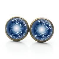 Ohrstecker dunkelblaues Ornament Auge Mandala - verschiedene Größen - Edelstahl Bild 3